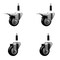 Service Caster 3'' Black Poly Swivel 7/8'' Expanding Stem Caster Set 2 Total Lock Brakes, 4PK SCC-EXTTL20S314-PPUB-BLK-2-S-2-78 - alternate 1